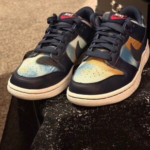 Nike Navy Sneakers with Pastel Blue, Pink & Yellow Accents